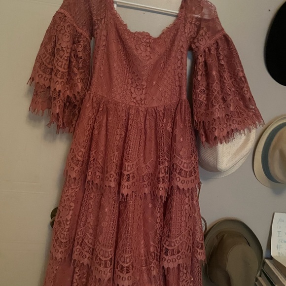 Anthropologie Champagne & Strawberries Lace Corset Vintage style Dress - Picture 3 of 9